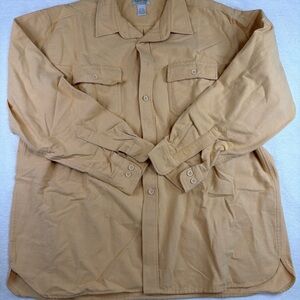 LL Bean Mens XXL Chamois Cloth Shirt Tan 100% Cotton Flannel